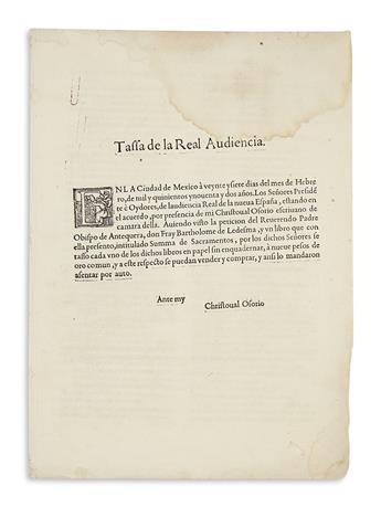 (MEXICAN IMPRINT--1592.) Osorio, Christoval. Tasso de la Real Audiencia.